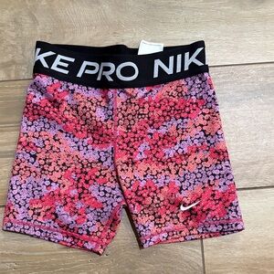 Nike Kids' Floral Pink and Purple Shorts